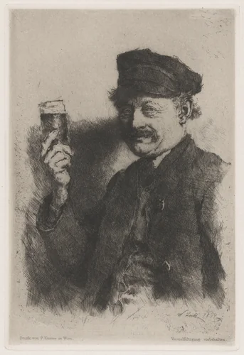 The Drinker (Portrait of Wirts Rauecker) by Wilhelm Leibl, print, 1874