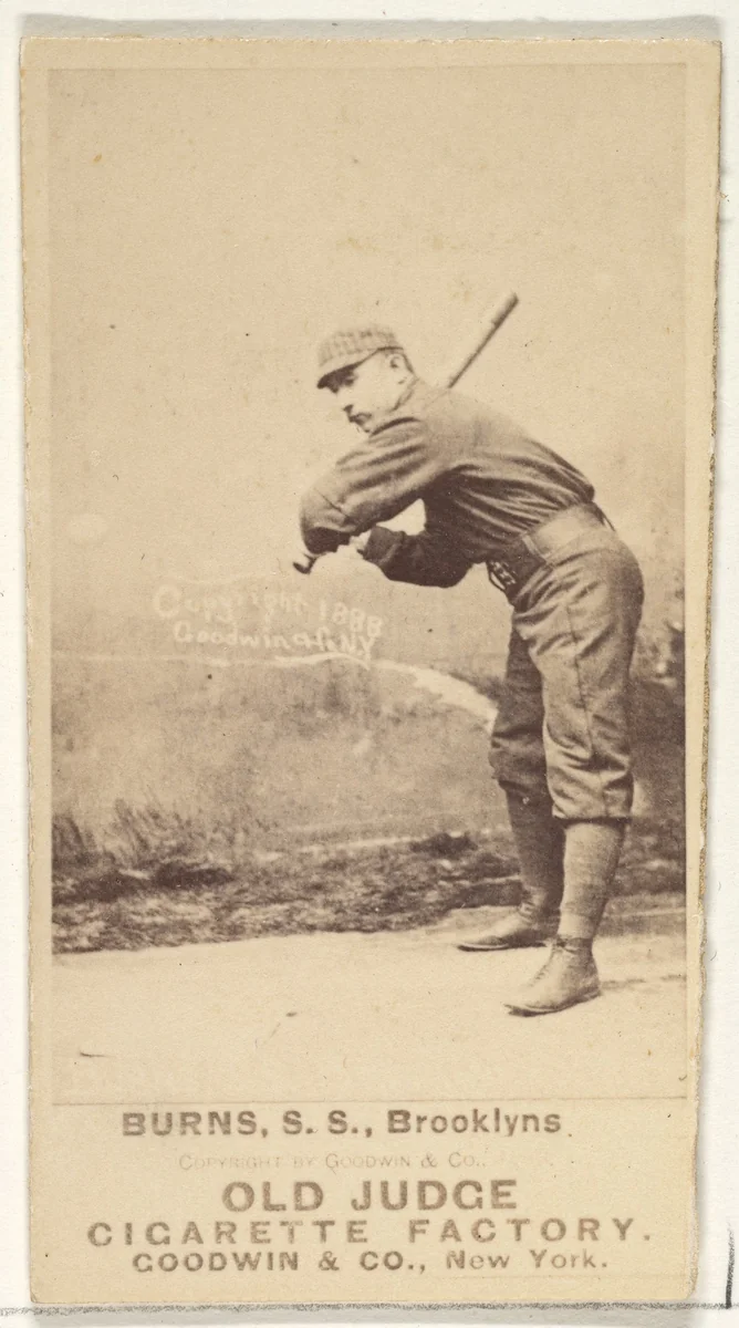 Burns, Shortstop, Brooklyn, from the Old Judge series (N172) for Old Judge Cigarettes by Goodwin & Company, photograph, 1888