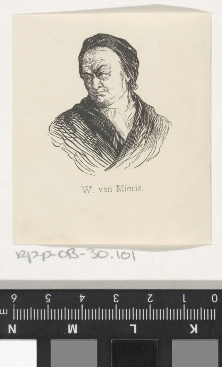 Portret van Willem van Mieris by Coenraad Hamburger, print, 1842-1843