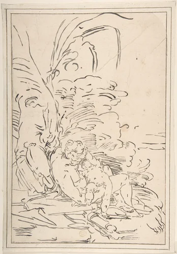 Venus and Cupid by Luca Cambiaso, drawing, 1527-1585
