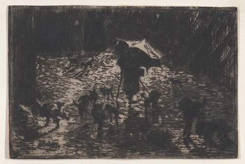 The Night Prowlers (Les Noctambules) by Félix Hilaire Buhot, print, 1865-1898