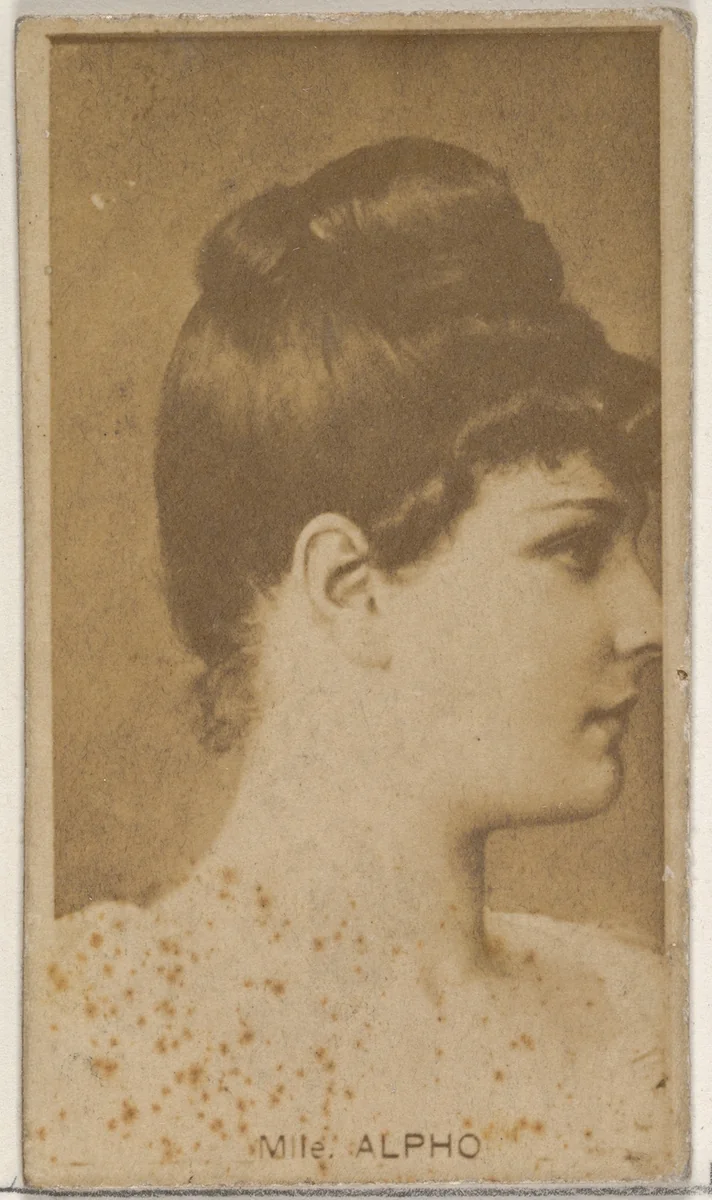 Mlle. Alpho, from the Actors and Actresses series (N45, Type 8) for Virginia Brights Cigarettes by Allen & Ginter, photograph, 1885-1891
