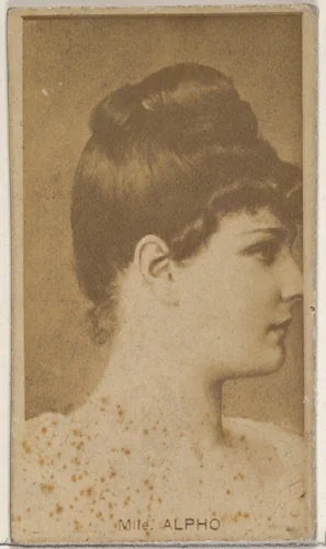 Mlle. Alpho, from the Actors and Actresses series (N45, Type 8) for Virginia Brights Cigarettes by Allen & Ginter, photograph, 1885-1891