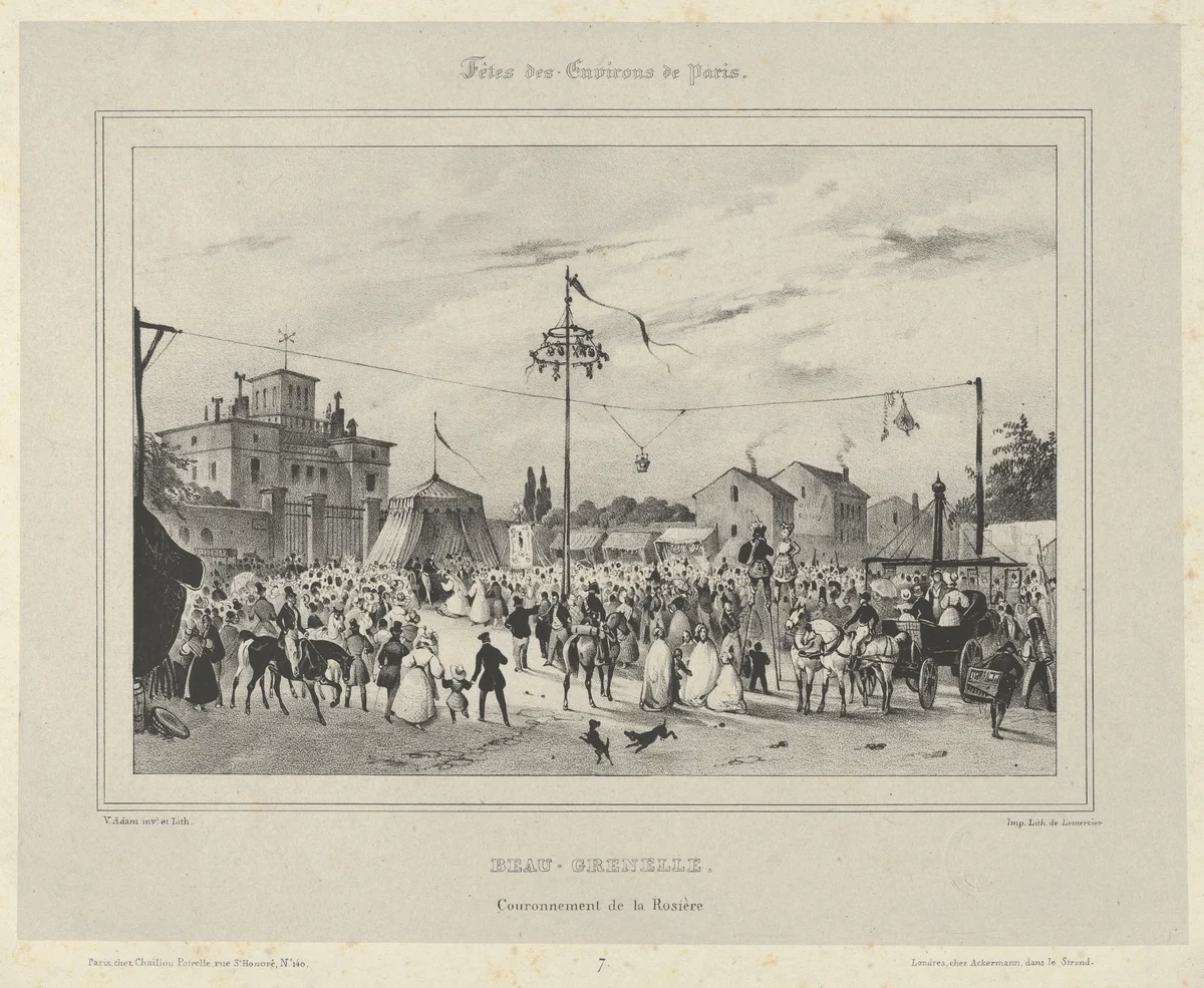 Beau-Grenelle, Couronnement De La Rosière (Fêtes des Environs de Paris) by Victor Adam, print, 1830
