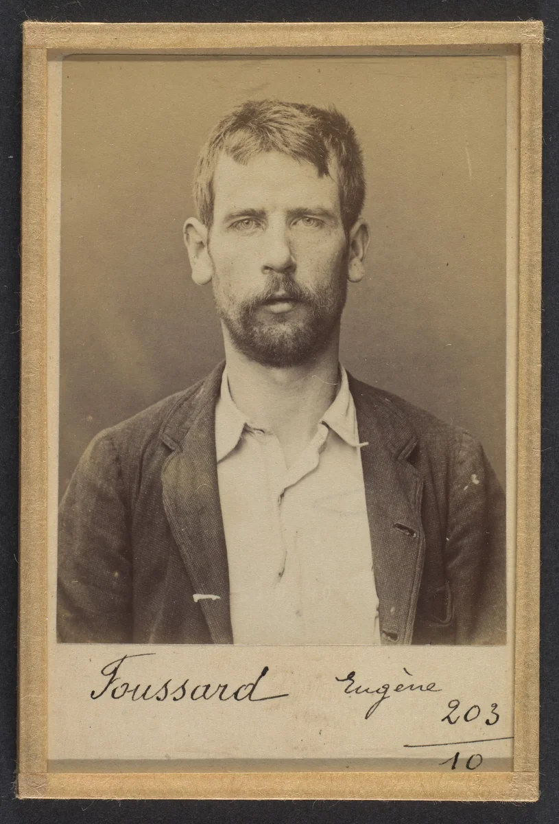Foussard. Eugène. 26 ans, né le 7/12/67 à Dangeul (Sarthe). Peintre en bâtiment. Anarchiste. 2/7/94. by Alphonse Bertillon, photograph, 1894