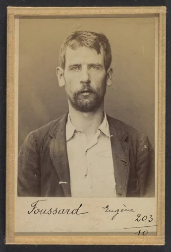 Foussard. Eugène. 26 ans, né le 7/12/67 à Dangeul (Sarthe). Peintre en bâtiment. Anarchiste. 2/7/94. by Alphonse Bertillon, photograph, 1894