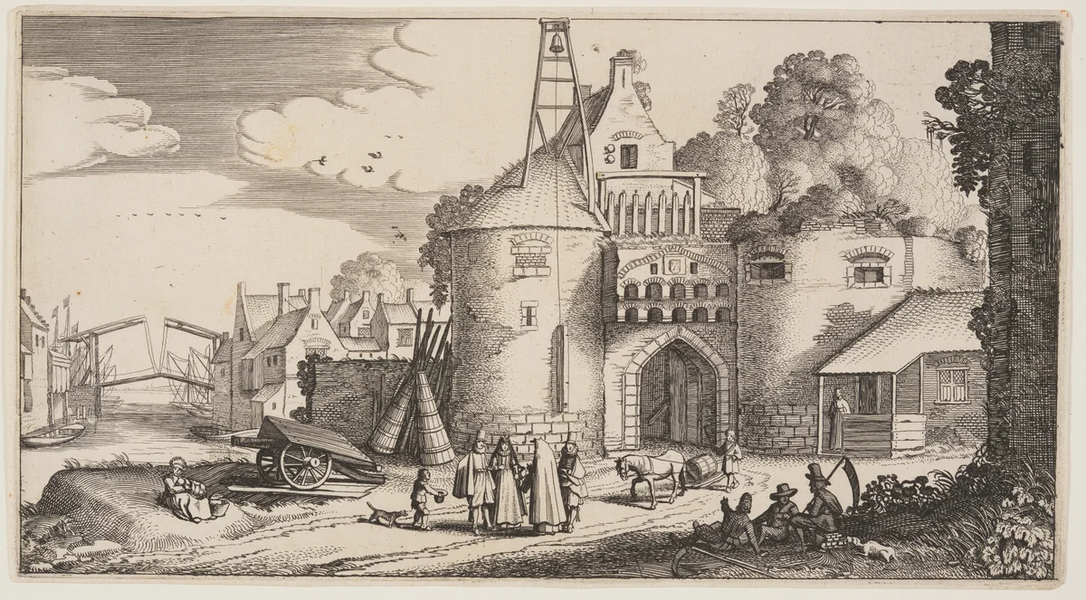 Town Gate, from Landscapes (Playsante Lantschappen) by Claes Jansz. Visscher II, print, 1641