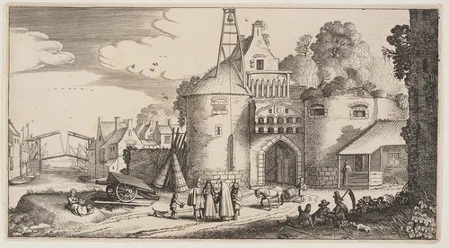 Town Gate, from Landscapes (Playsante Lantschappen) by Claes Jansz. Visscher II, print, 1641