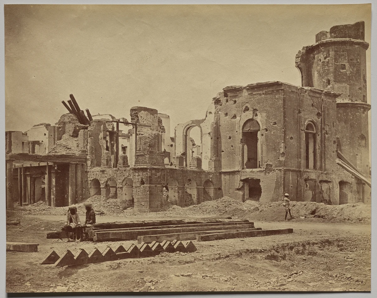 The Residency From the Front, Showing the Room in Which Sir Henry Lawrence was Killed by Felice A. Beato, photograph, 1858