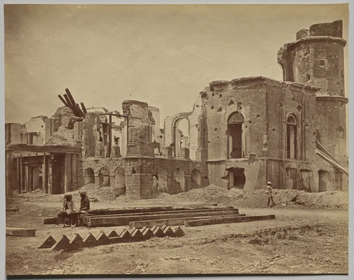 The Residency From the Front, Showing the Room in Which Sir Henry Lawrence was Killed by Felice A. Beato, photograph, 1858