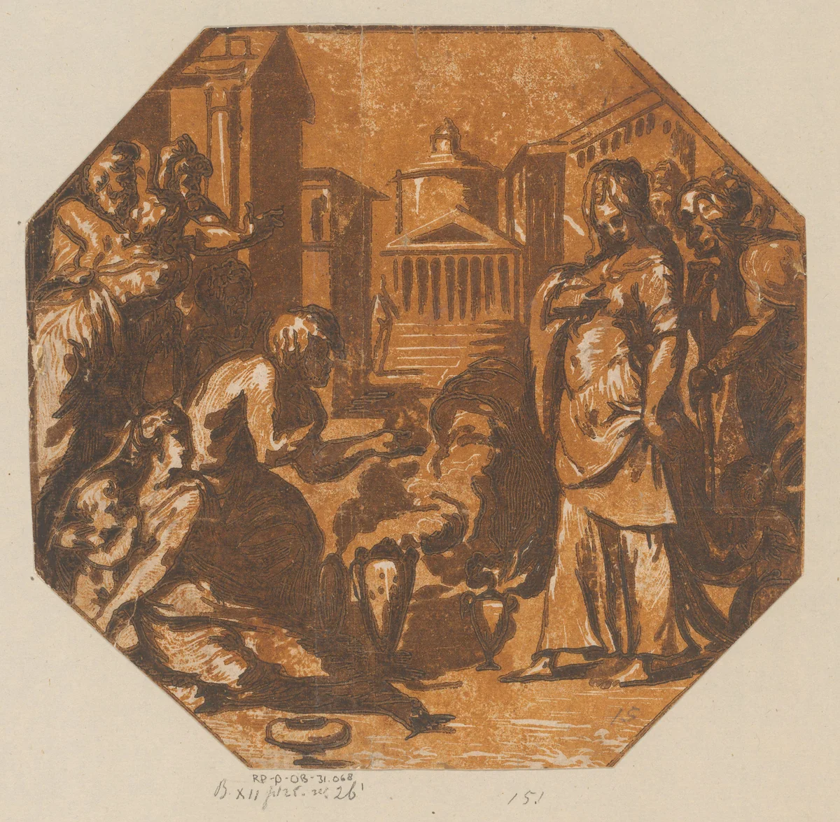 Psyche als godin aanbeden door het volk by Unknown, print, 1520-1602