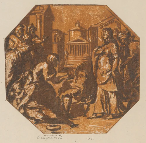 Psyche als godin aanbeden door het volk by Unknown, print, 1520-1602