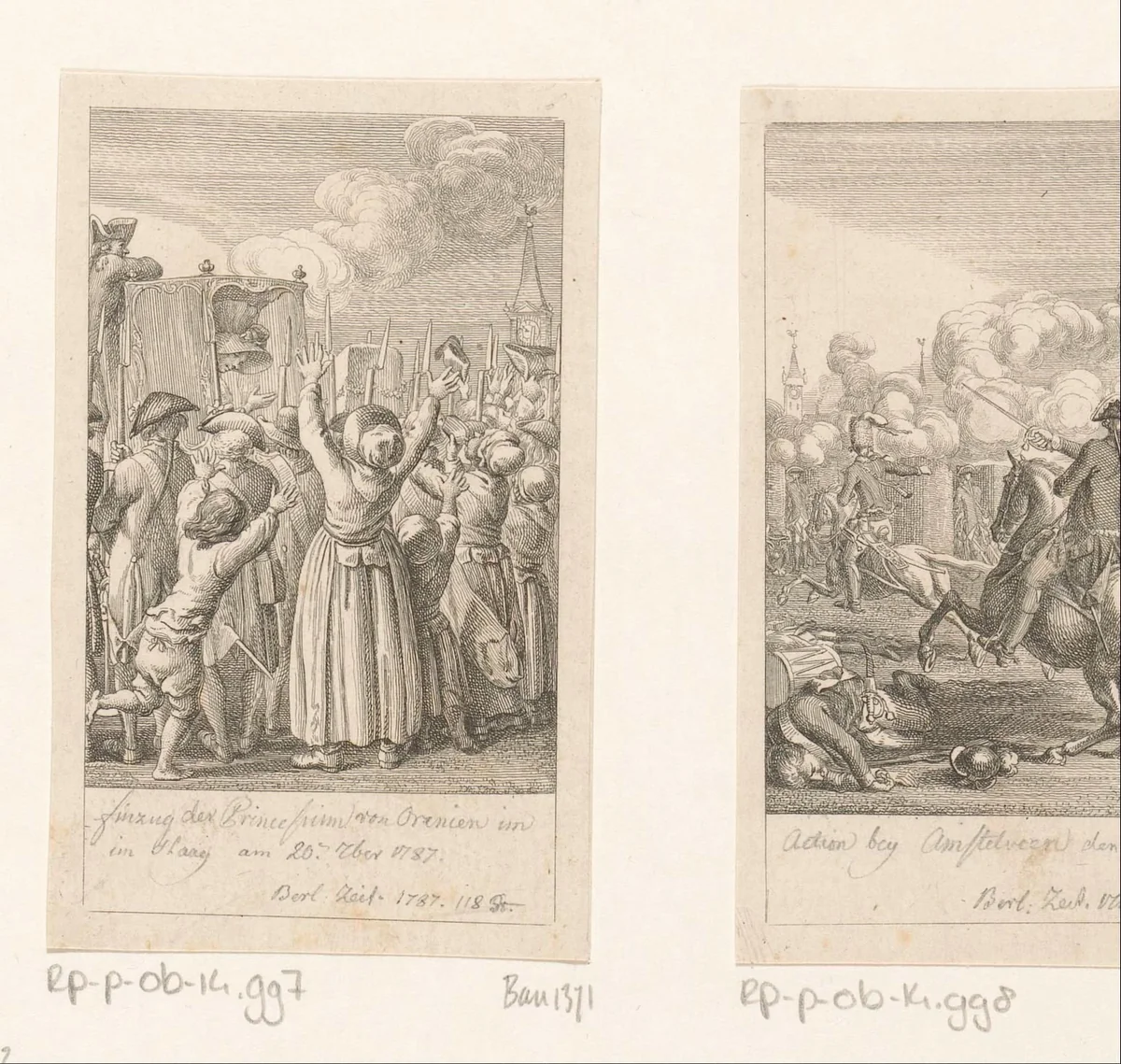 Terugkeer van stadhouder Willem V op 20 september 1787 by Daniel Nikolaus Chodowiecki, print, 1788