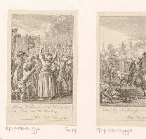 Terugkeer van stadhouder Willem V op 20 september 1787 by Daniel Nikolaus Chodowiecki, print, 1788
