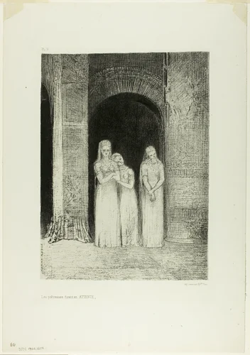 The Priestesses Were Waiting, from Night by Odilon Redon, print, 1886
