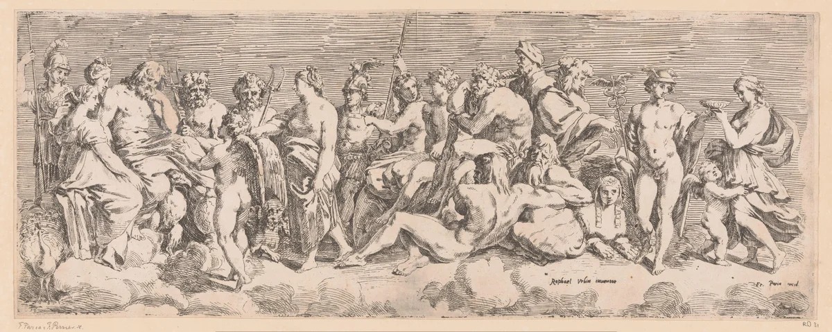 Psyche toegelaten tot de goden van de Olympus by Unknown, print, 1590-1650