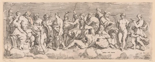 Psyche toegelaten tot de goden van de Olympus by Unknown, print, 1590-1650