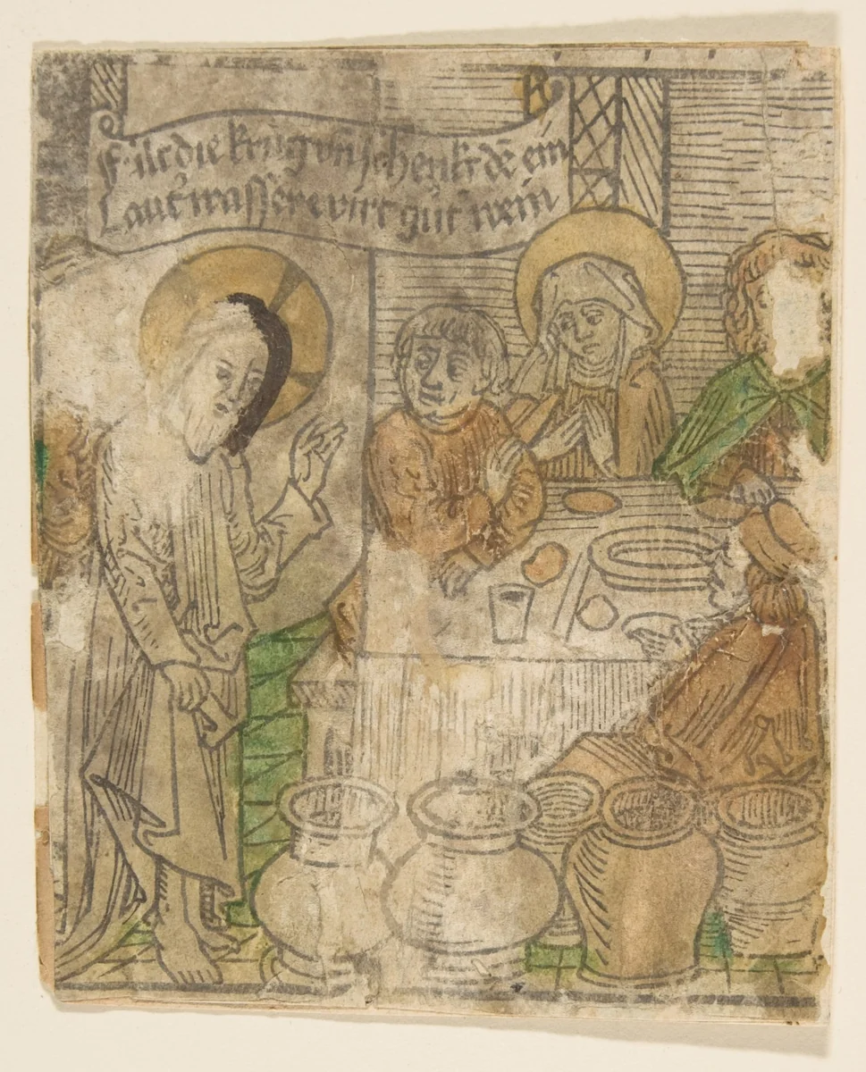 Christ at the Marriage of Cana by anonymous, print, 1400-1499