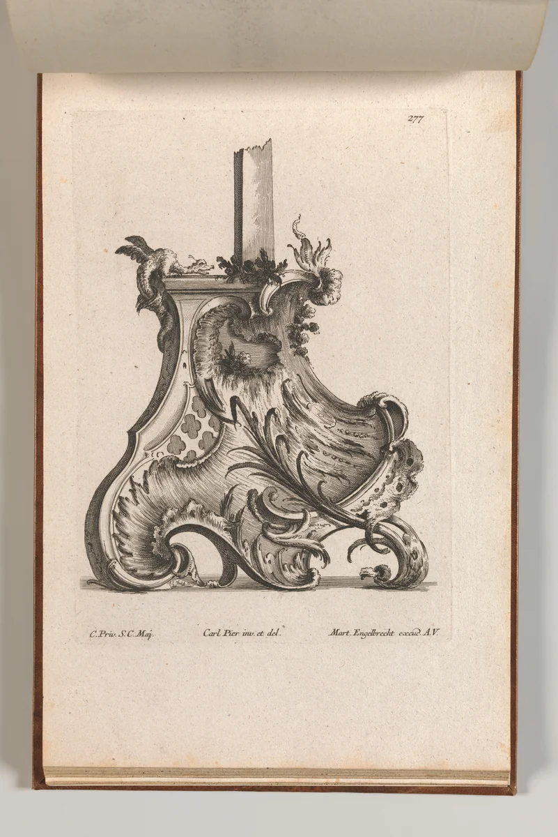 Design for the Base of a Crucifix, Plate 4 from: 'Neü inventierte Crucifix= Stöcke' by Jacob Gottlieb Thelot, book, 1745-1755