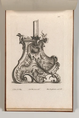 Design for the Base of a Crucifix, Plate 4 from: 'Neü inventierte Crucifix= Stöcke' by Jacob Gottlieb Thelot, book, 1745-1755