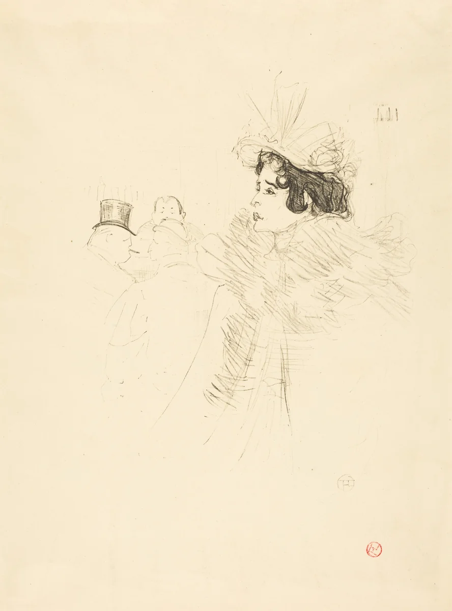 Miss May Belfort in the Irish and American Bar, rue Royale (Miss Belfort Belfort au Irish and American Bar, Rue Royale) by Henri de Toulouse-Lautrec, print, 1895