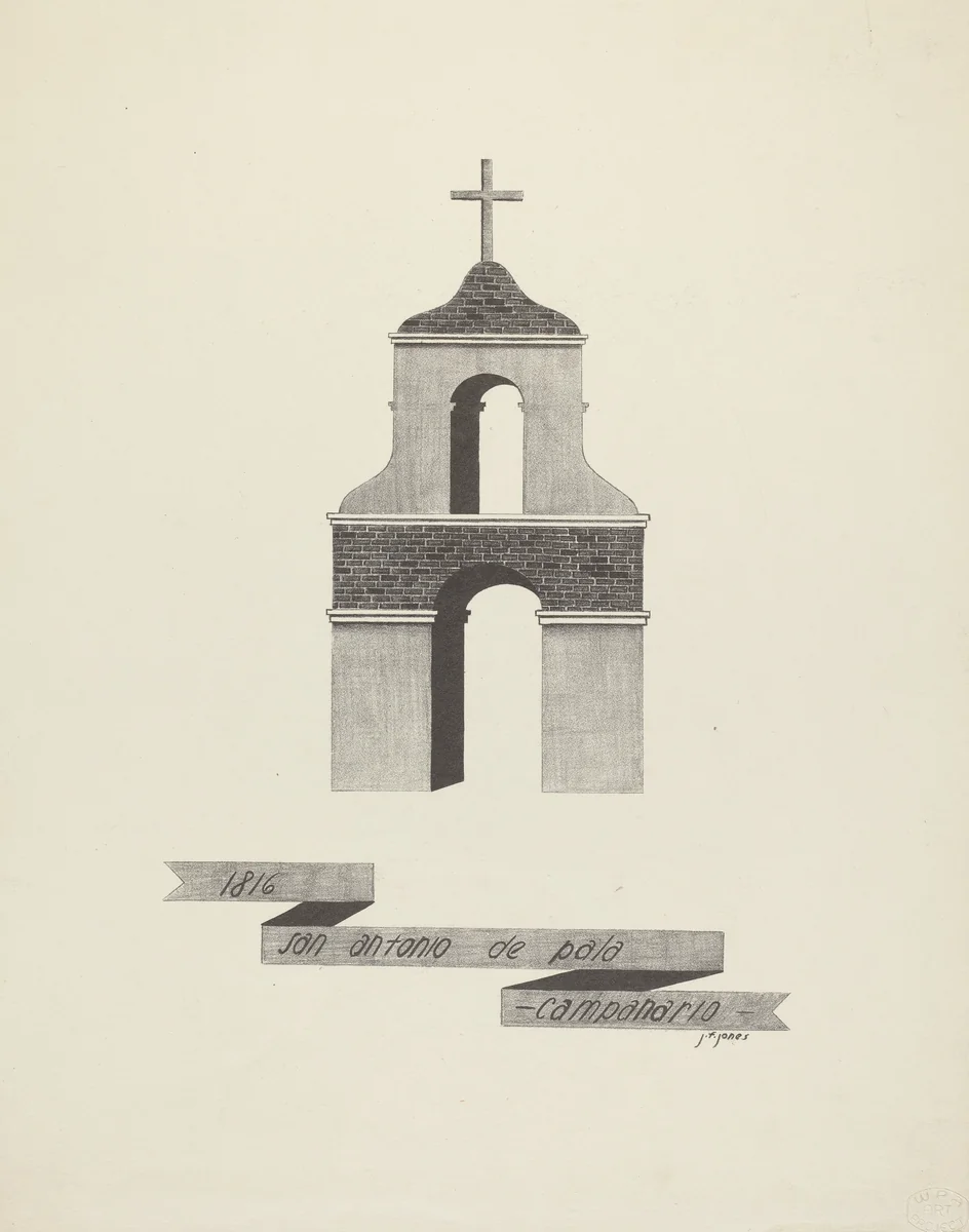 San Antonio de Pala - Campanario by James Jones, index of american design, 1935-1942