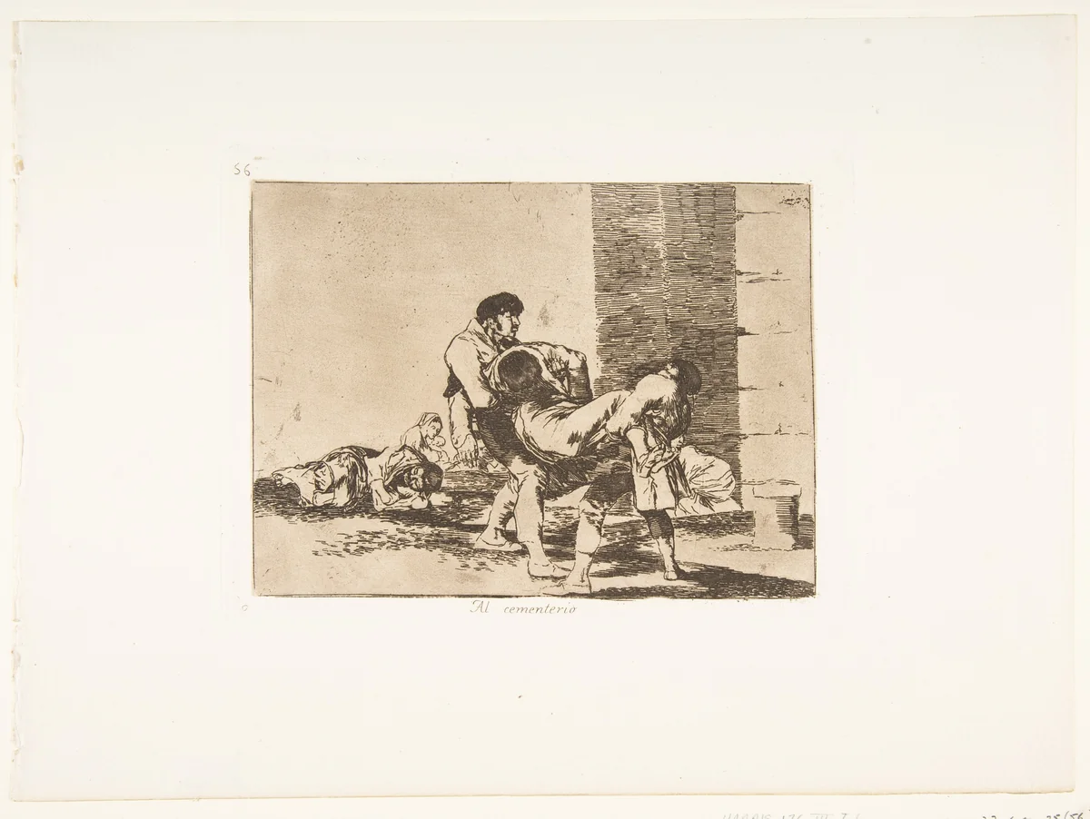 Plate 56 from "The Disasters of War" (Los Desastres de la Guerra): 'To the cemetery' (Al cementerio) by Goya, print, 1863