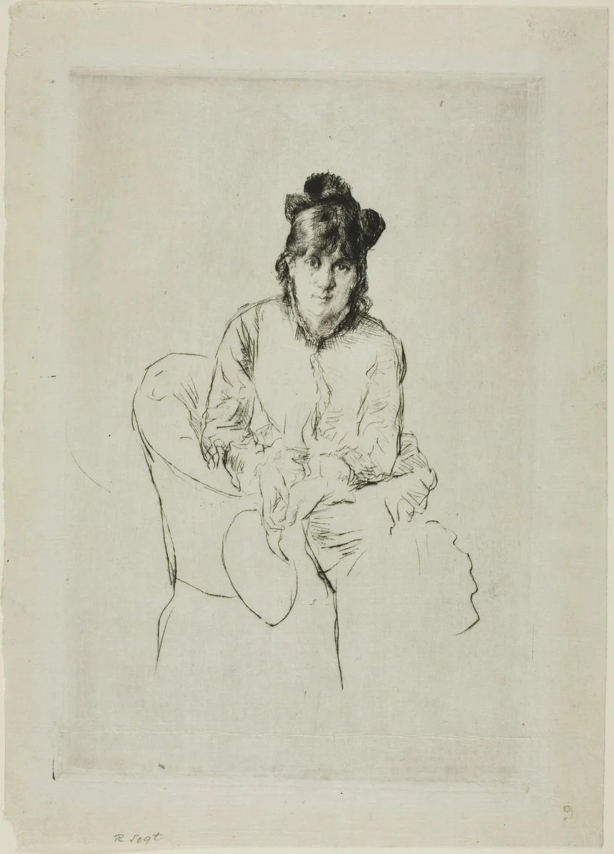 Portrait of Berthe Morisot by Marcellin Gilbert Desboutin, print, 1871-1881