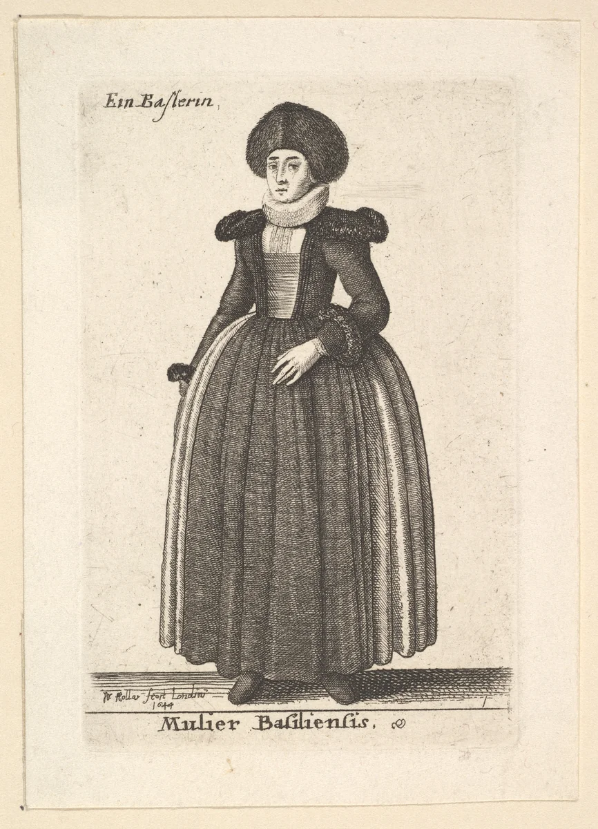 Mulier Basiliensis (Woman of Basel); by Wenceslaus Hollar, print, 1644-1816