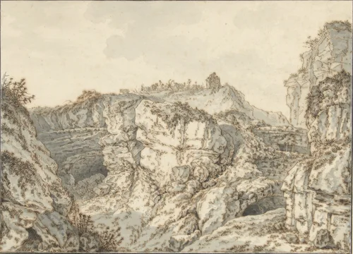 Rotspartij op Montmartre by Johann Georg Wille, drawing, 1762