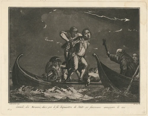 The Canal dei Marani, Where State Inquisitors Had Them Drowned by Giovanni De Pian; Francesco Galimberti, print, 1797