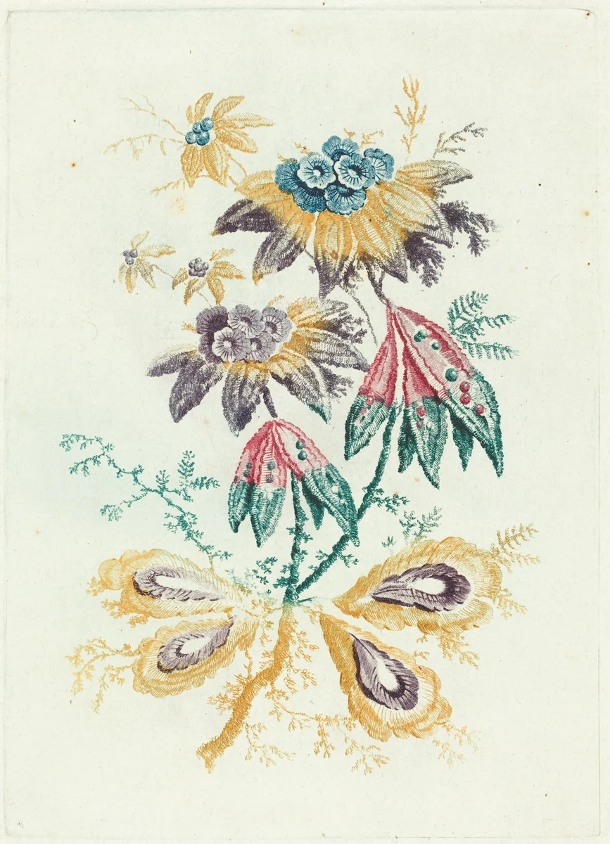 Fantastic Flowers with Peapod Leaves by Anne Allen; Jean-Baptiste Pillement, print, 1765-1770