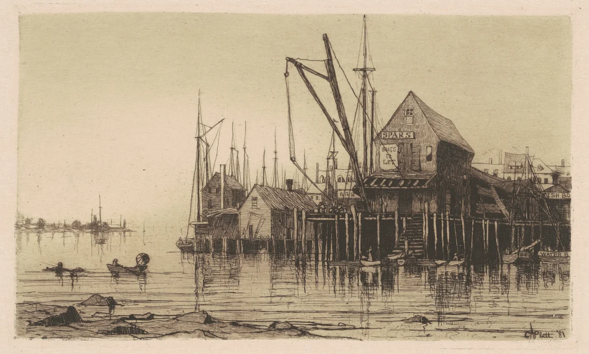 Old Boat-House by Charles A. Platt, print, 1881