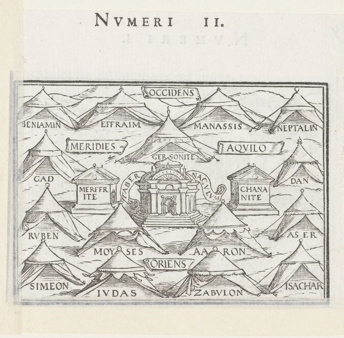 Tentenkamp van de stammen van Israël by Hans Holbein, print, 1538