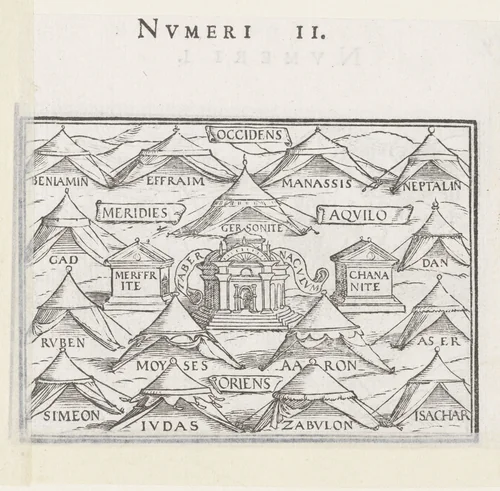 Tentenkamp van de stammen van Israël by Hans Holbein, print, 1538