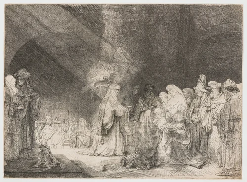 The presentation in the temple: oblong print by Rembrandt van Rijn, print, 1640