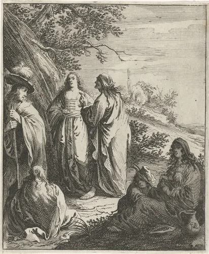 Majombe spreekt het Spaanse heidinnetje Preciosa moed in by Pieter Nolpe, print, 1643