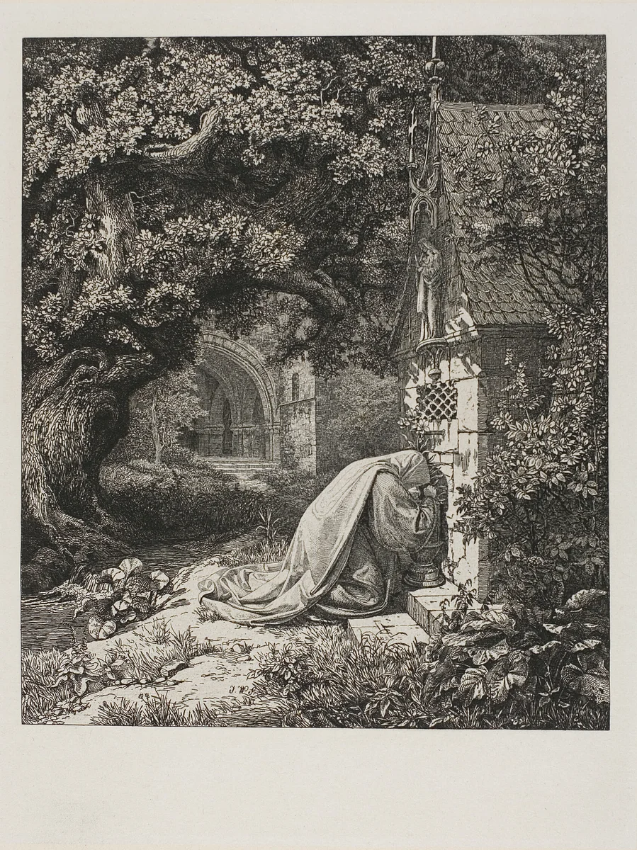 The Praying Nun by Johann Wilhelm Schirmer, print, 1829