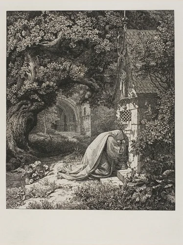 The Praying Nun by Johann Wilhelm Schirmer, print, 1829