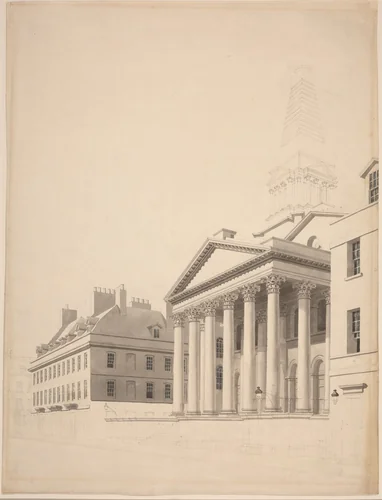 St. George's, Bloomsbury by Thomas Malton, drawing, 1799