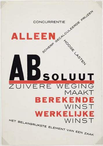 Alleen absoluut zuivere weging maakt berekende winst werkelijke winst by Paul Schuitema, design, 1920
