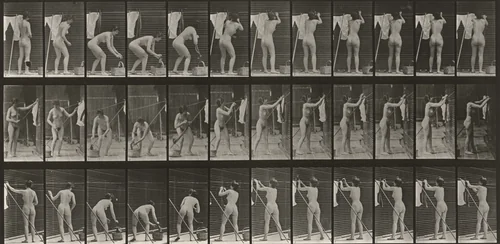 Plate Number 434. Hanging clothes on a line by Eadweard Muybridge, photograph, 1887