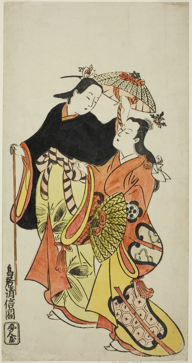 The Actors Ichikawa Monnosuke I and Dekijima Daisuke II by Torii Kiyonobu II, print, 1723-1733