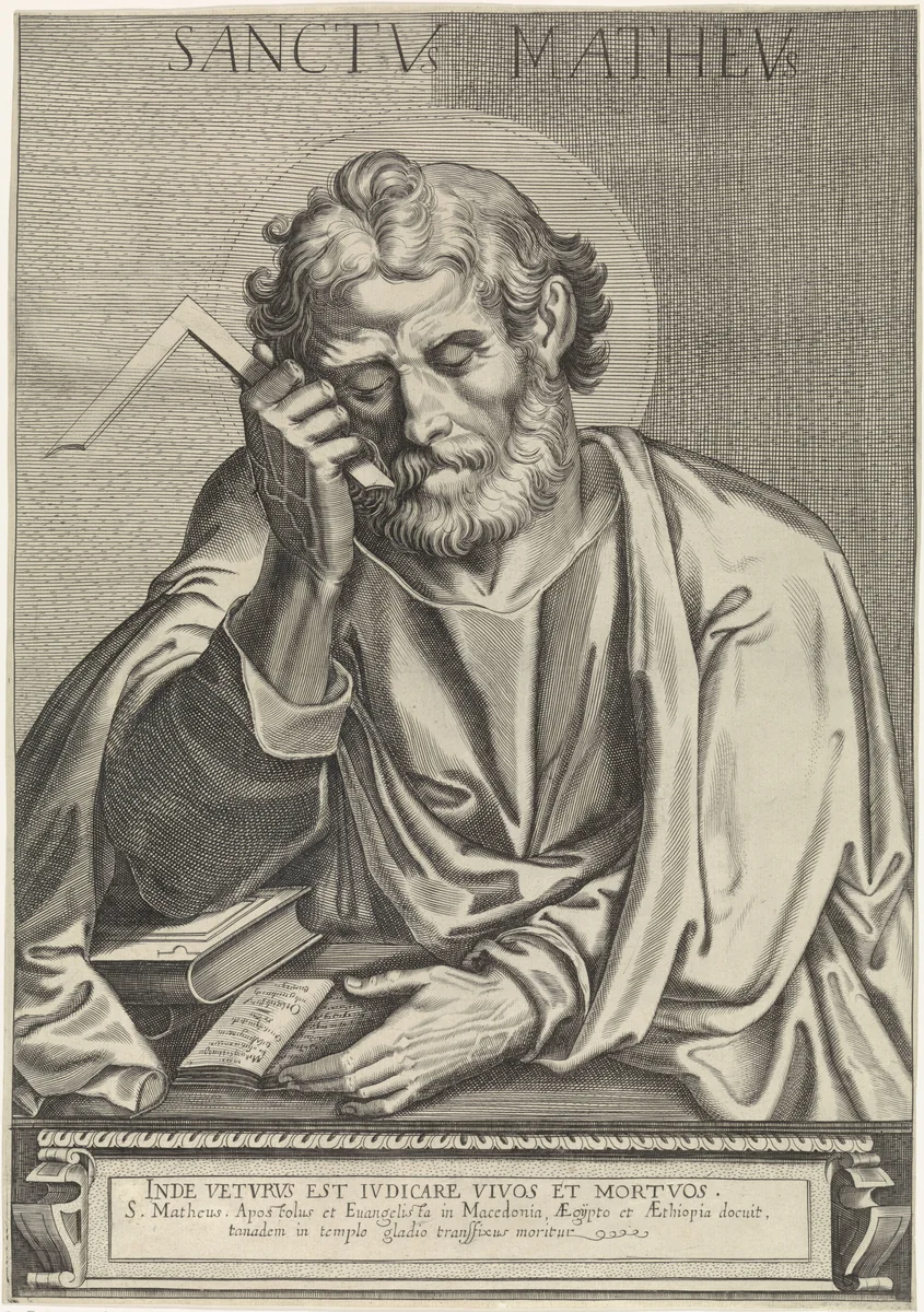 Apostel Matteüs by Egbert van Panderen, print, 1590-1637