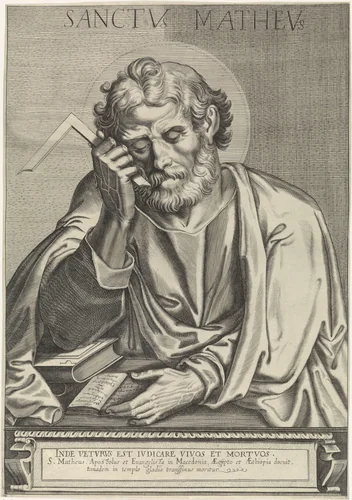 Apostel Matteüs by Egbert van Panderen, print, 1590-1637