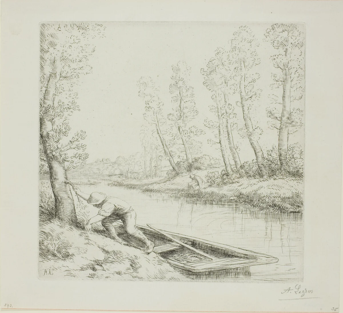 Morning on the River by Alphonse Legros, print, 1895-1905