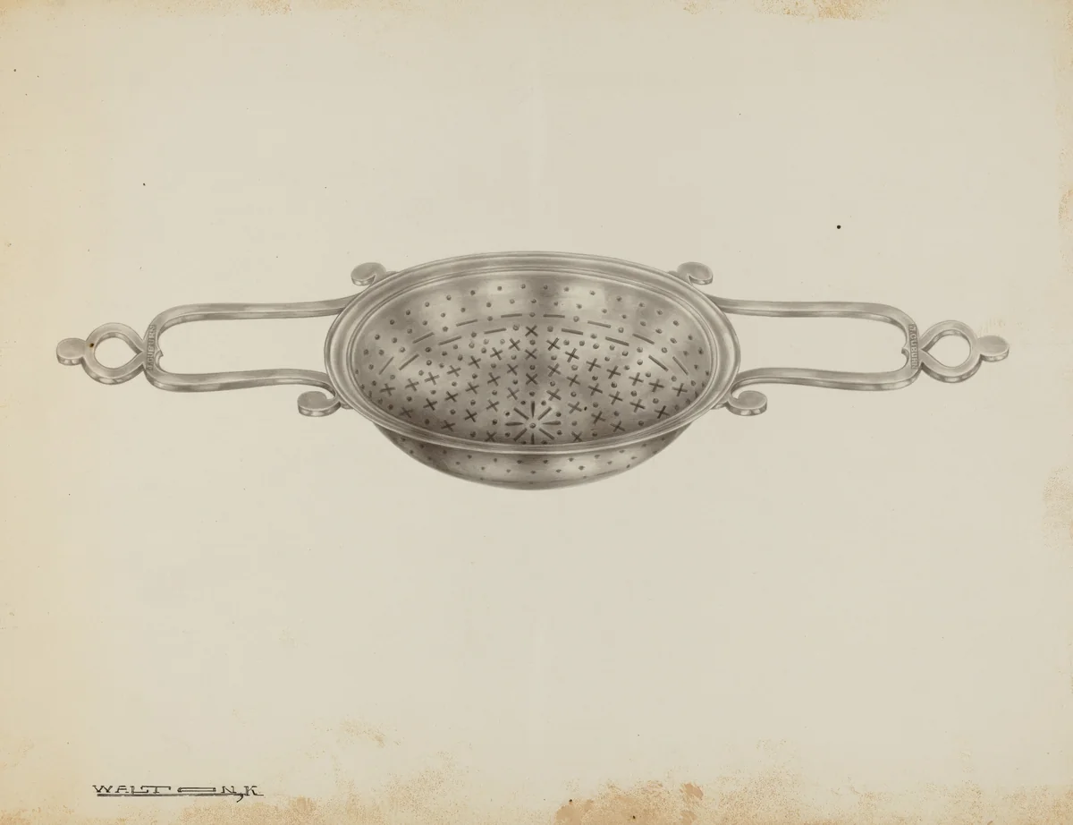Silver Strainer by Kalamian Walton, index of american design, 1939