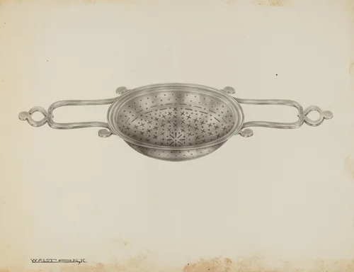 Silver Strainer by Kalamian Walton, index of american design, 1939