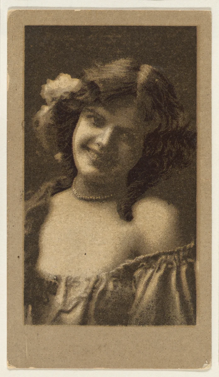 Portrait of a smiling woman, from the "Girls" series (T66), issued with Hunter Dog Cigarros by S. Monday & Sons by S. Monday & Sons, print, 1895-1905