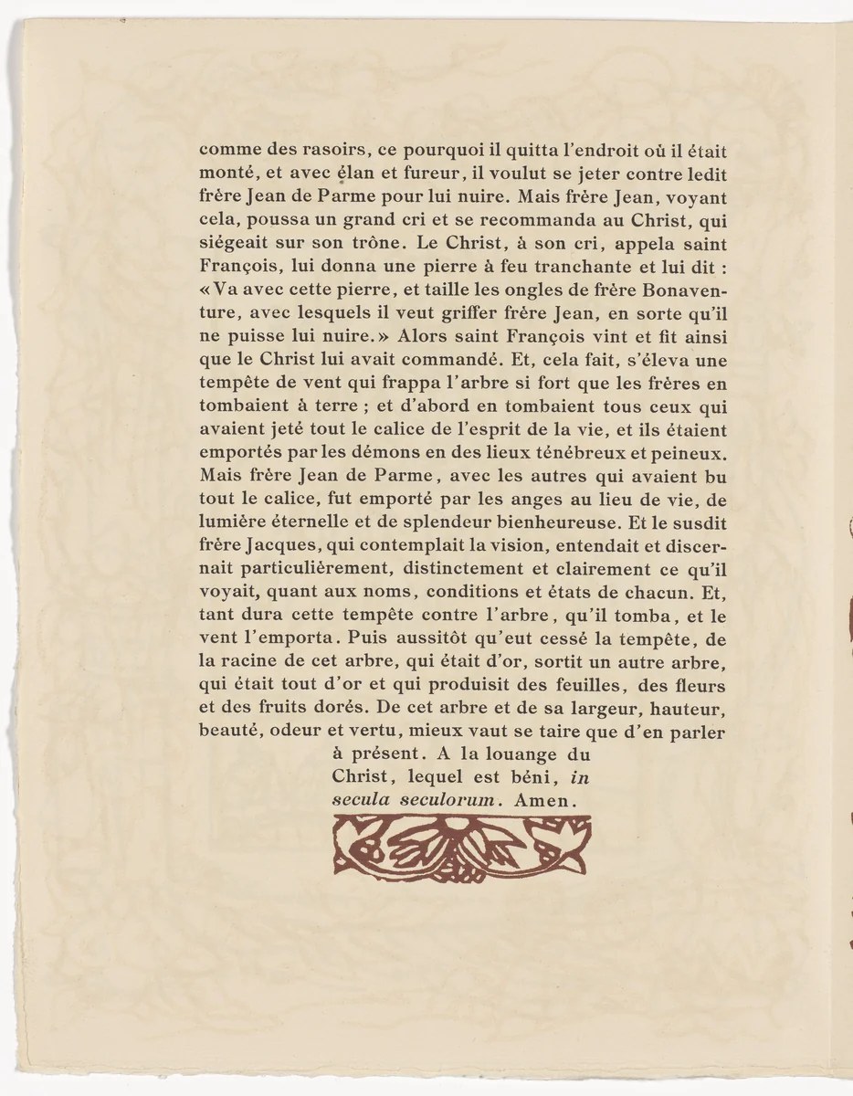 Tailpiece (page 268) from Les Petites Fleurs de St. François (The Little Flowers of St. Francis) by Émile Bernard, illustrated book, 1928